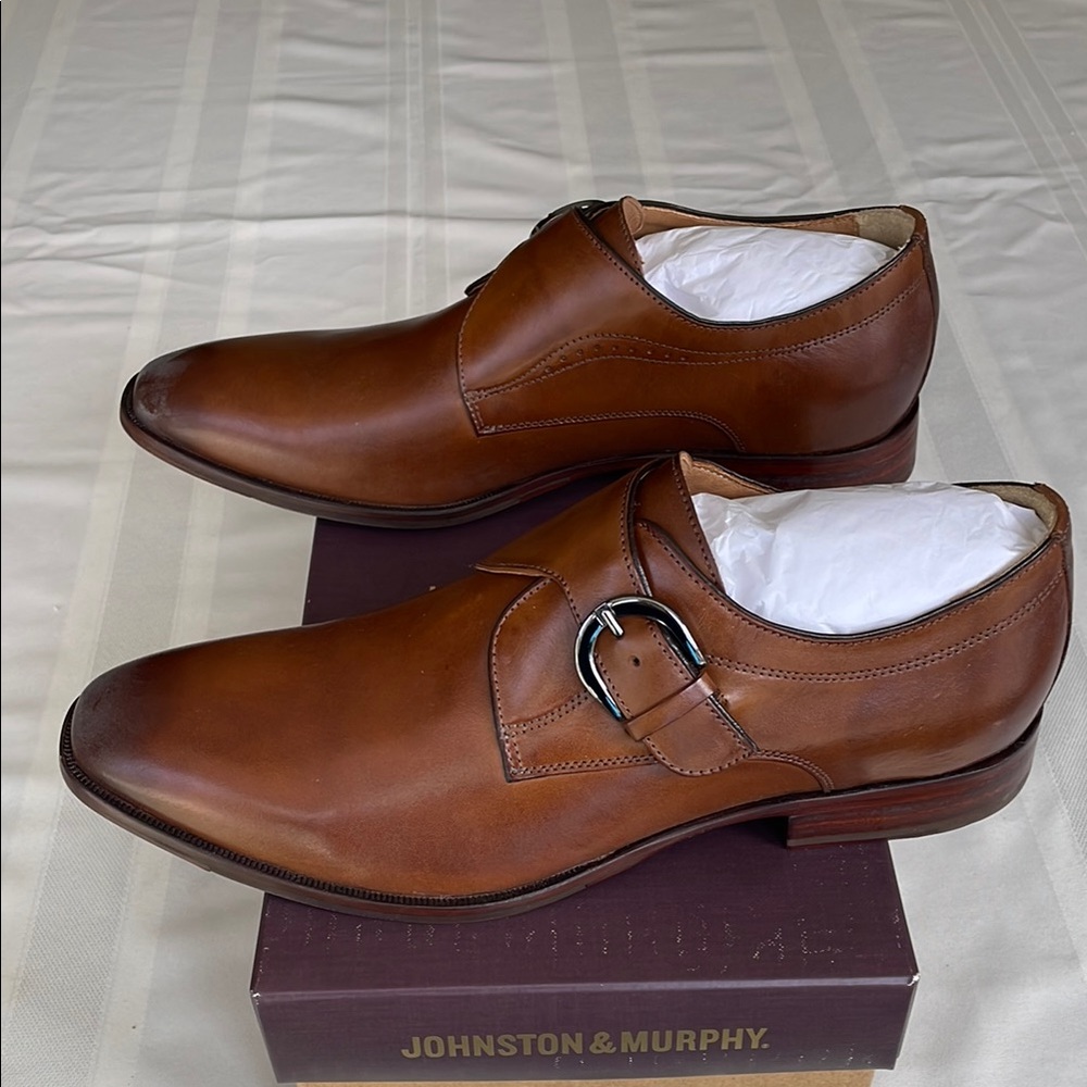 Johnston & Murphy Men's Tan Italian Sheepskin Leather Dress Shoes, Size 11.5M - Picture 4 of 7